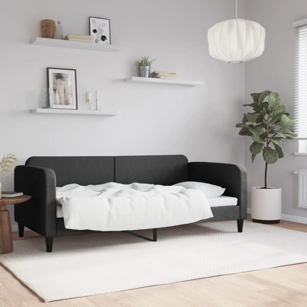 Lit de repos sans matelas noir 90x190 cm tissu - XIOS