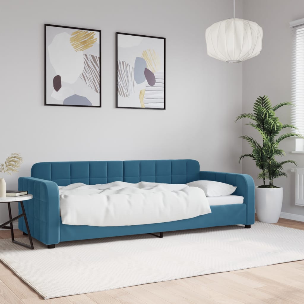 Lit de repos sans matelas bleu 80x200 cm velours - XIOS