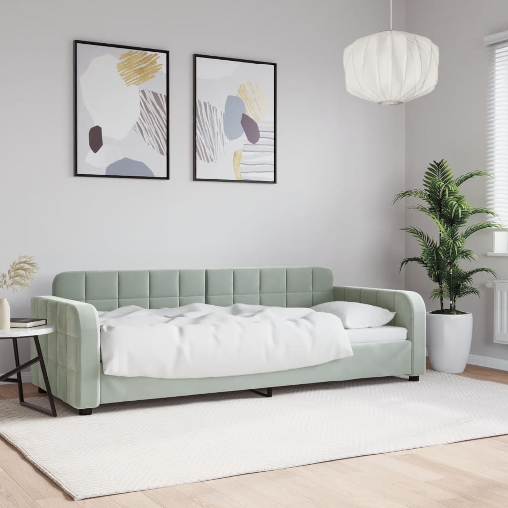 Lit de repos sans matelas gris clair 80x200 cm velours - XIOS