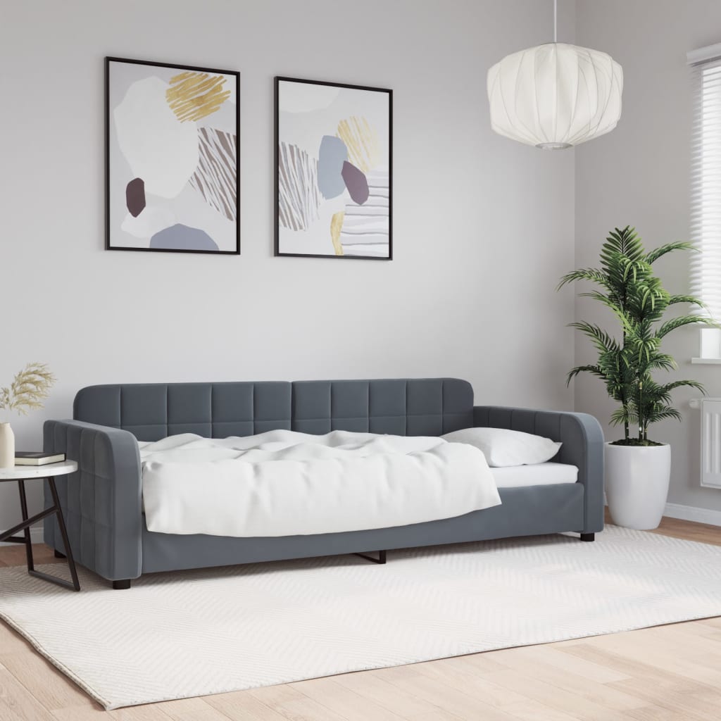 Lit de repos gris foncé 80x200 cm velours - XIOS