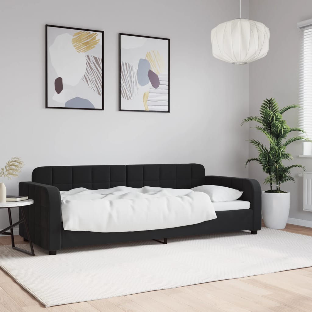 Lit de repos sans matelas noir 80x200 cm velours - XIOS