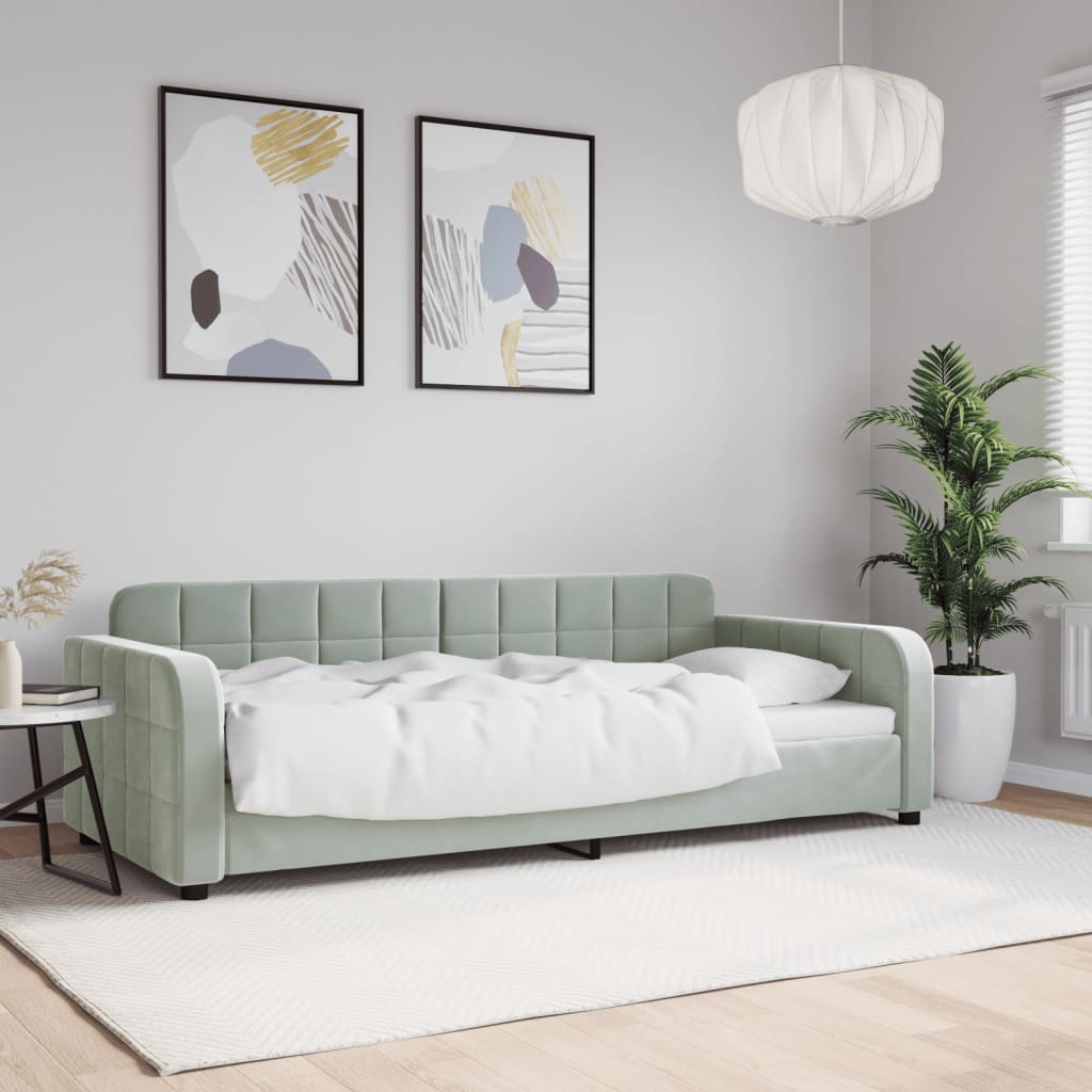 Lit de repos sans matelas gris clair 90x200 cm velours - XIOS