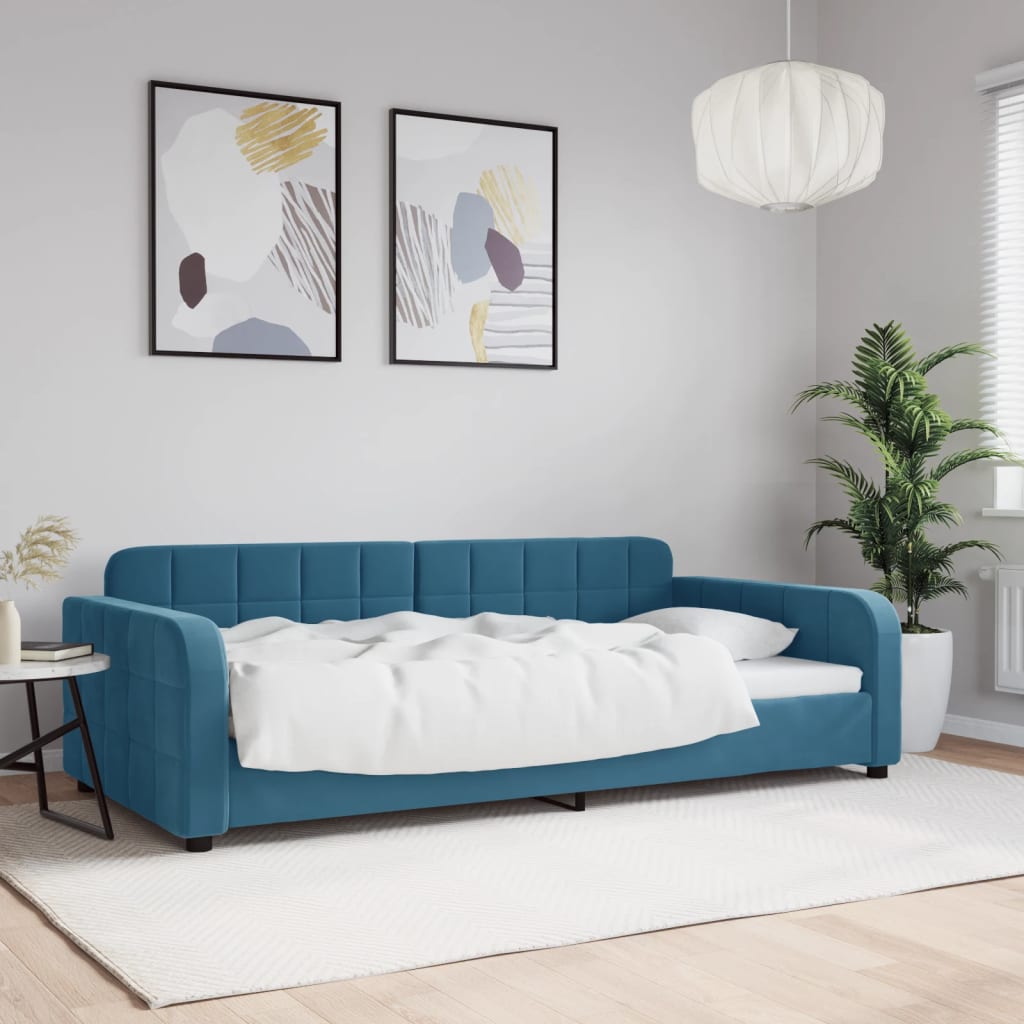 Lit de repos sans matelas bleu 100x200 cm velours - XIOS