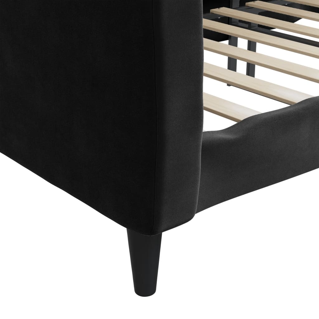 Lit de repos sans matelas noir 80x200 cm velours - XIOS