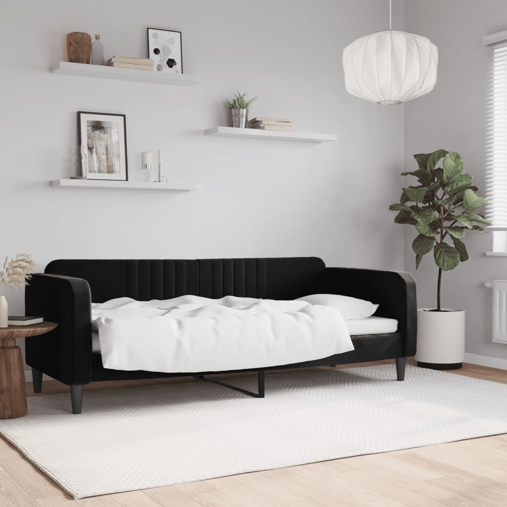 Lit de repos sans matelas noir 80x200 cm velours - XIOS