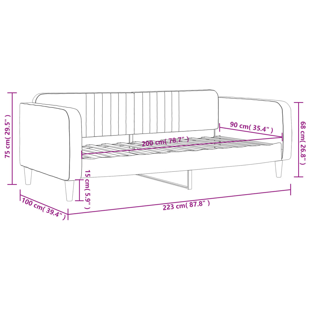 Lit de repos sans matelas rose 90x200 cm velours - XIOS