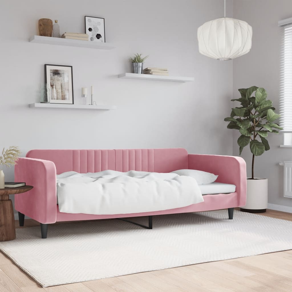 Lit de repos sans matelas rose 90x200 cm velours - XIOS