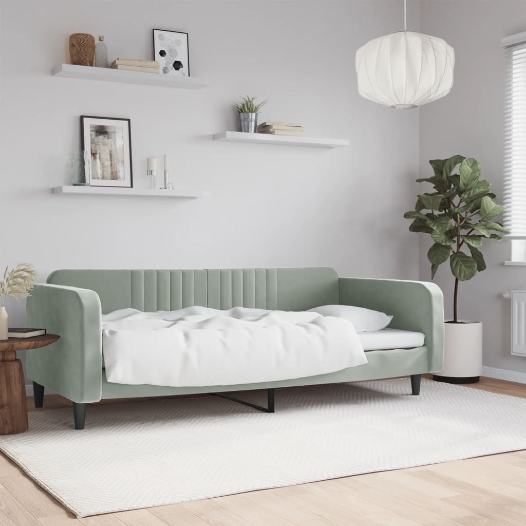 Lit de repos sans matelas gris clair 100x200 cm velours - XIOS