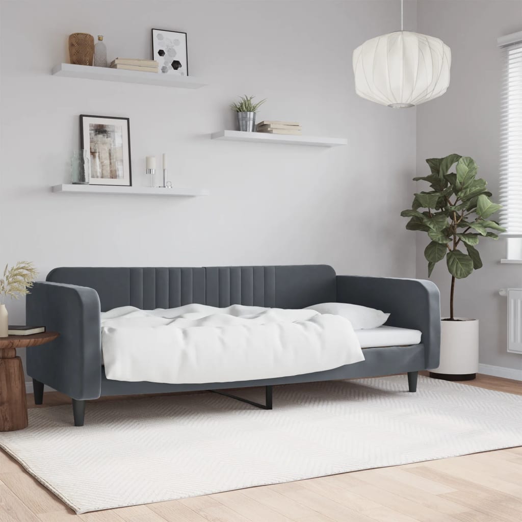 Lit de repos sans matelas gris foncé 100x200 cm velours - XIOS