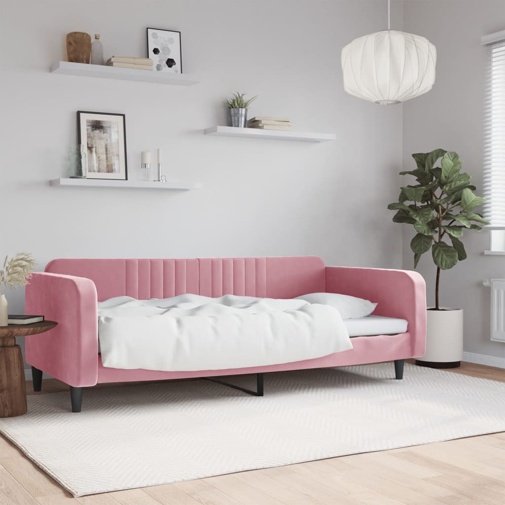 Lit de repos rose 100x200 cm velours - XIOS