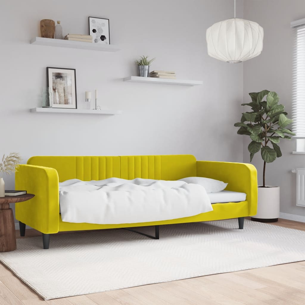 Lit de repos sans matelas jaune 100x200 cm velours - XIOS