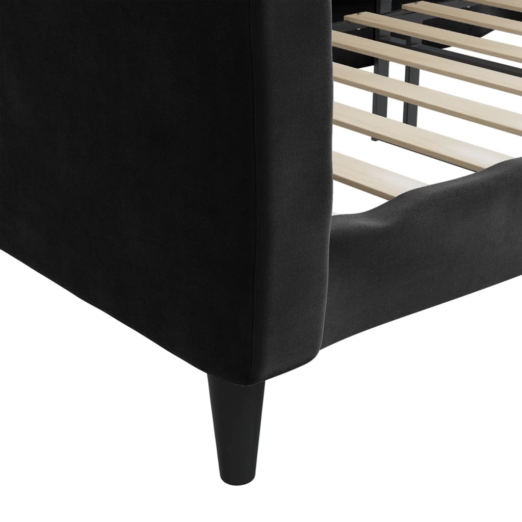 Lit de repos sans matelas noir 90x190 cm velours - XIOS