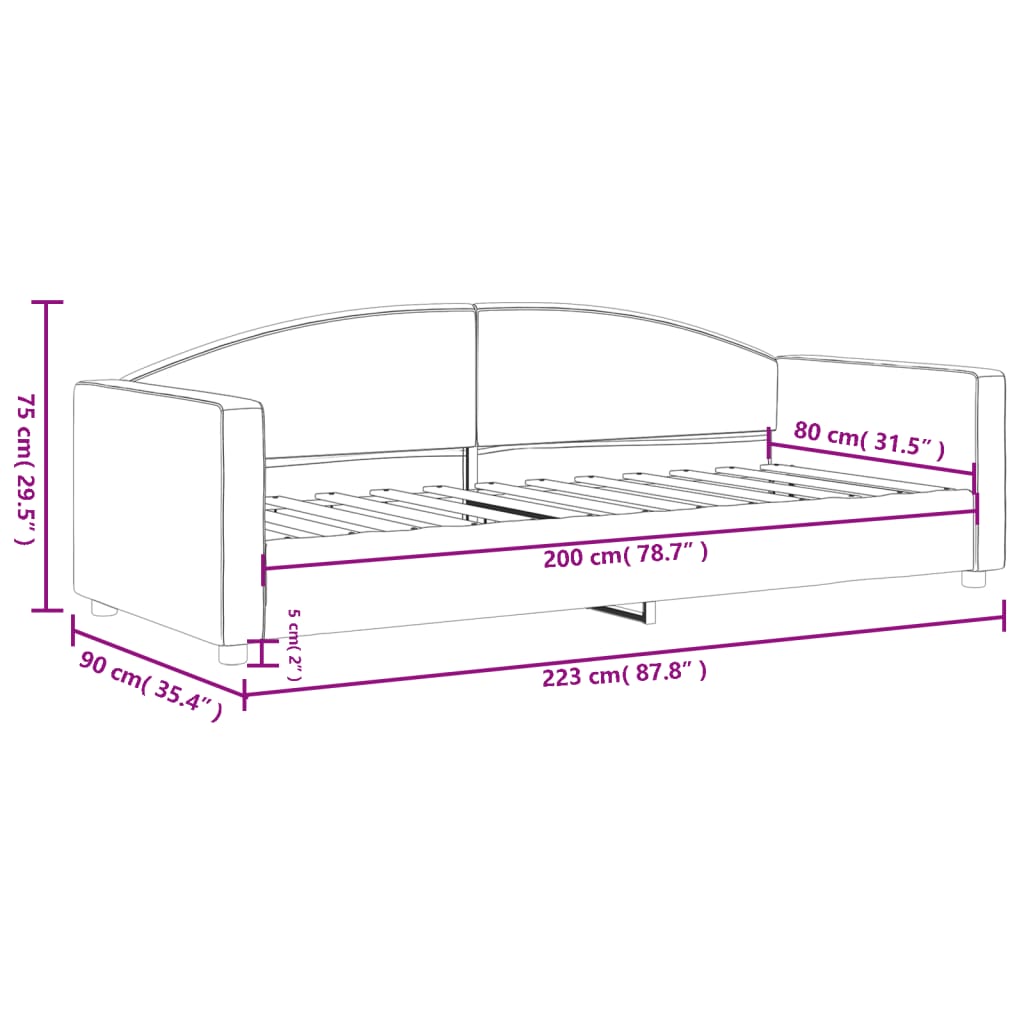 Lit de repos sans matelas gris clair 80x200 cm tissu - XIOS