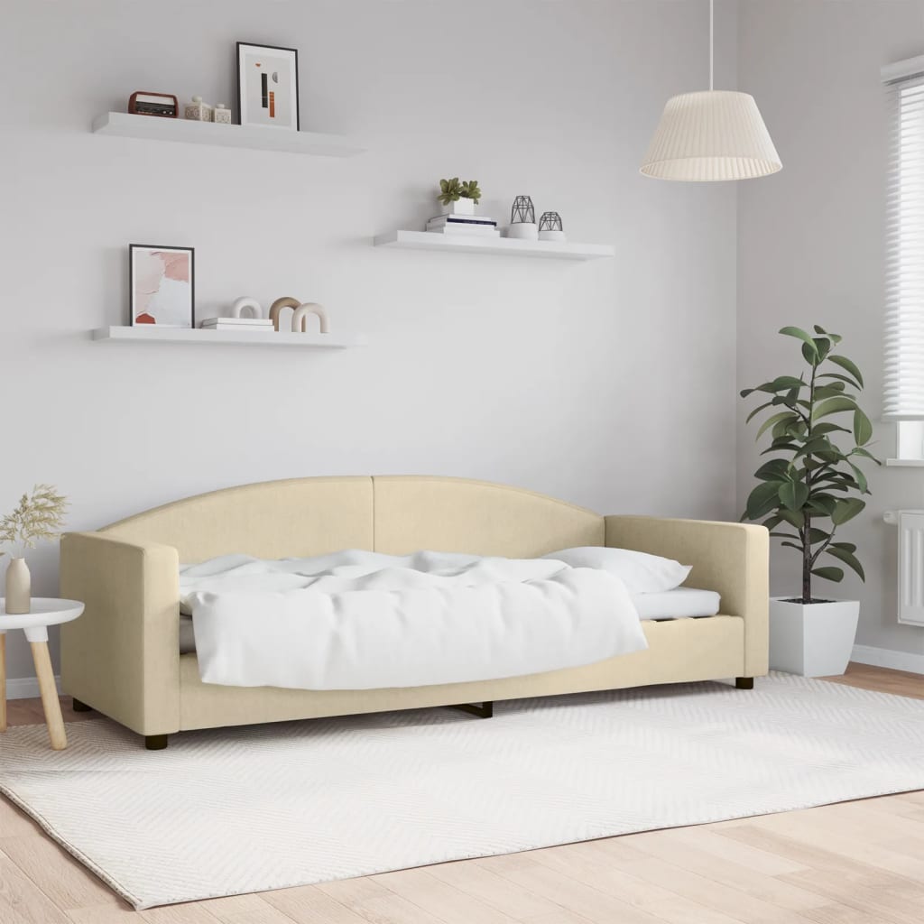 Lit de repos sans matelas crème 80x200 cm tissu - XIOS