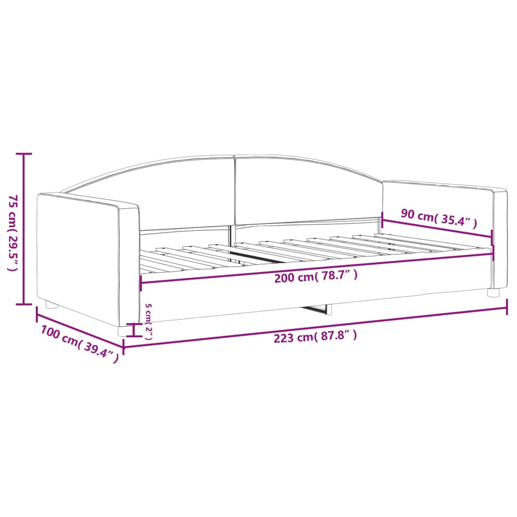 Lit de repos sans matelas noir 90x200 cm tissu - XIOS