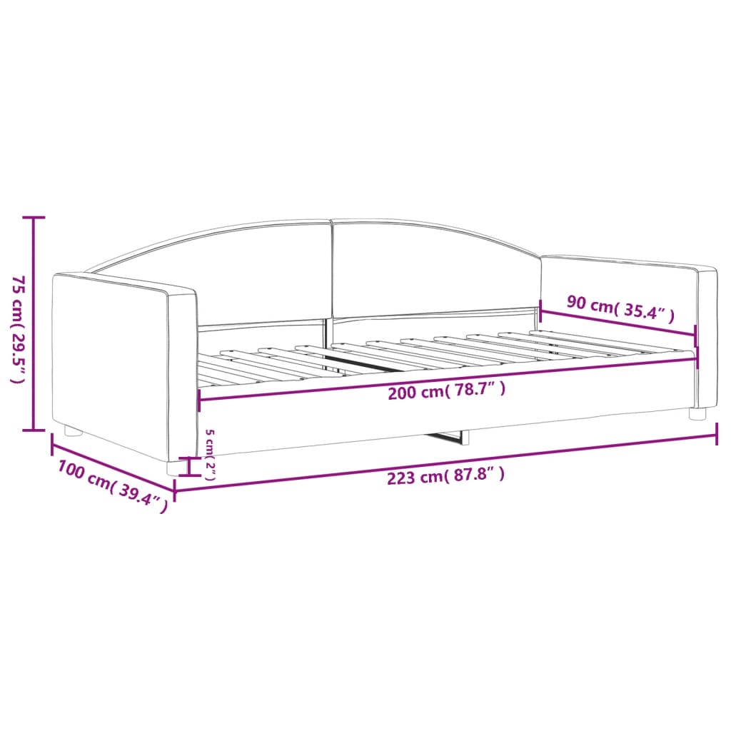 Lit de repos sans matelas taupe 90x200 cm tissu - XIOS