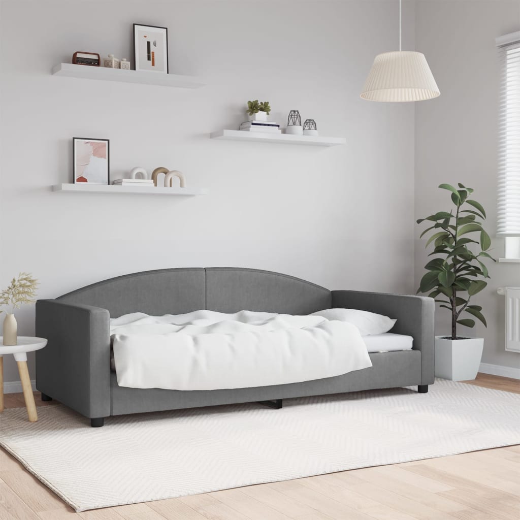 Lit de repos sans matelas gris foncé 90x190 cm tissu - XIOS