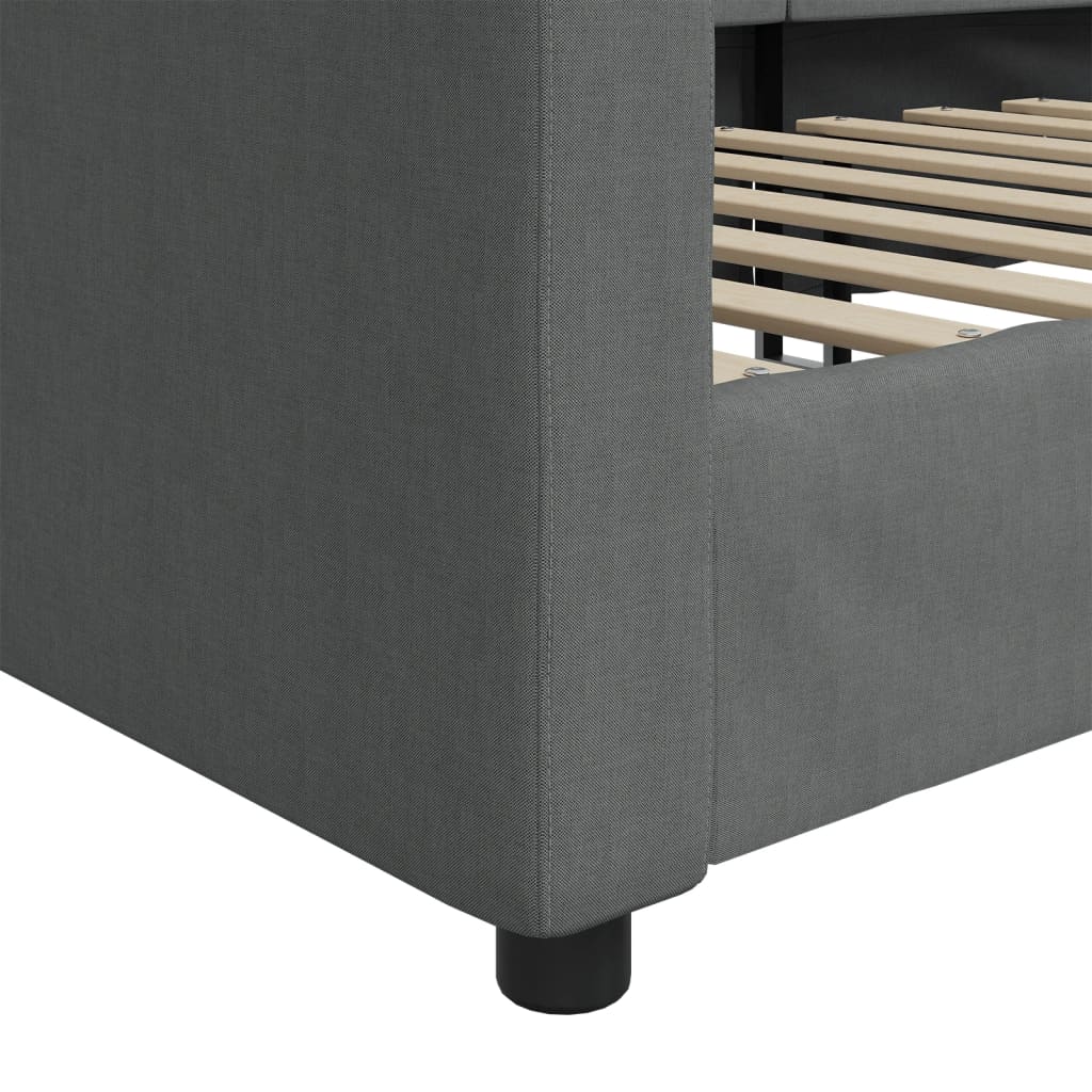 Lit de jour gris foncé 100x190 cm tissu - XIOS