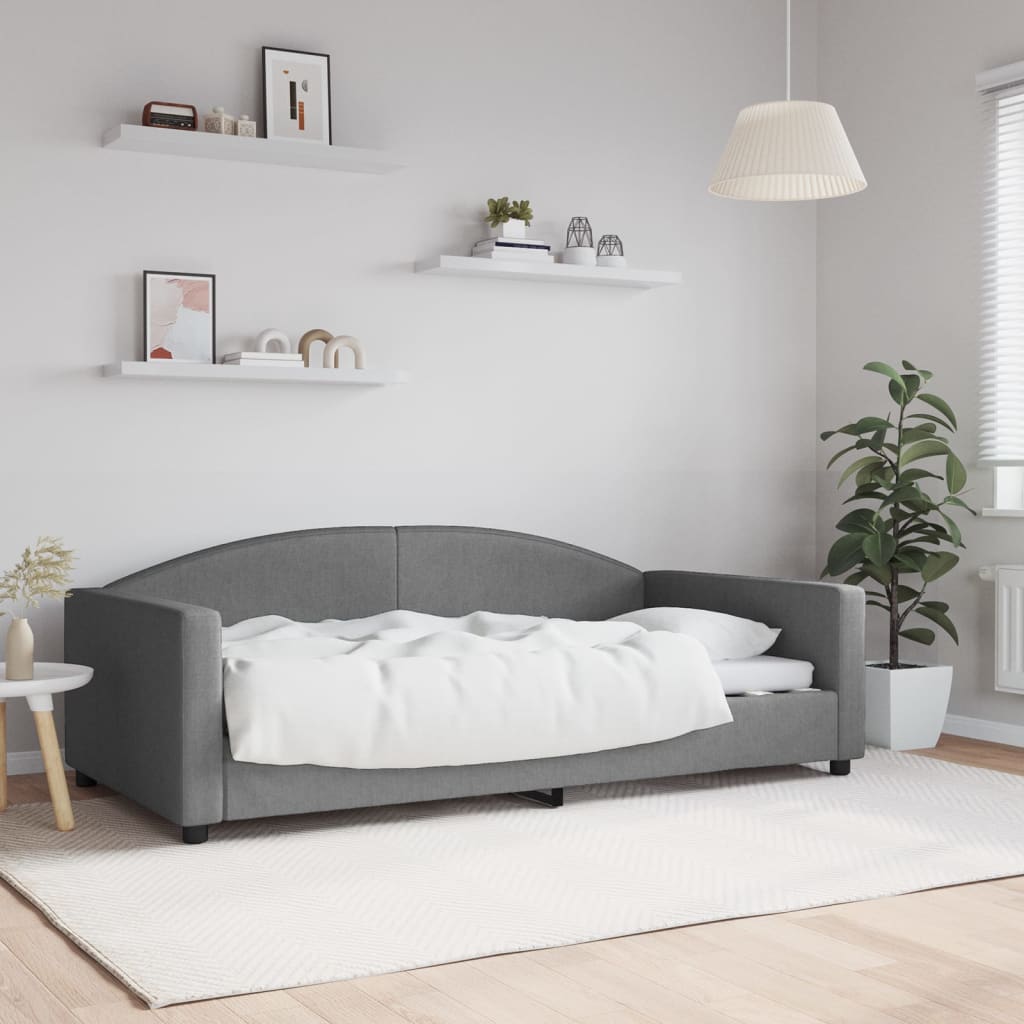 Lit de jour gris foncé 100x190 cm tissu - XIOS