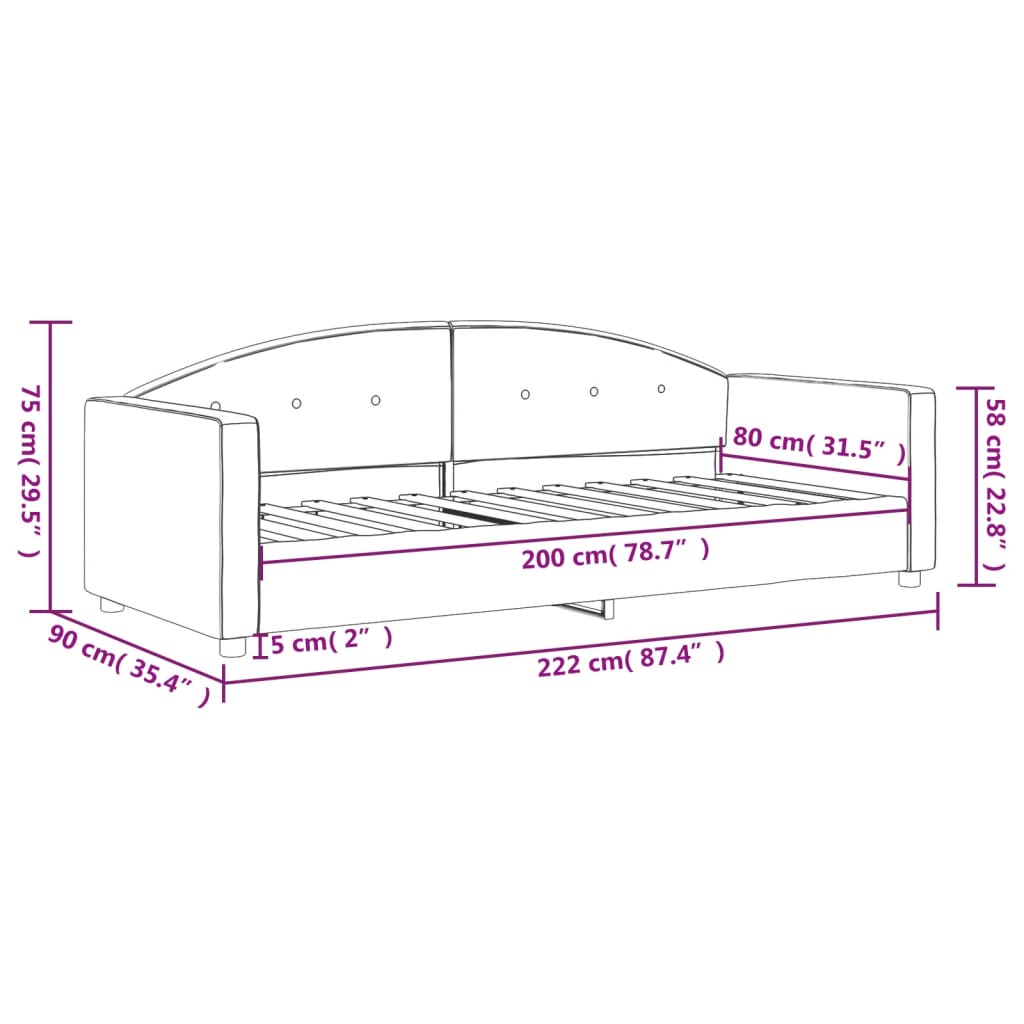 Lit de repos sans matelas rose 80x200 cm velours - XIOS