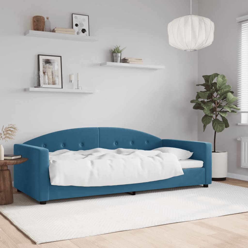 Lit de repos sans matelas bleu 90x200 cm velours - XIOS