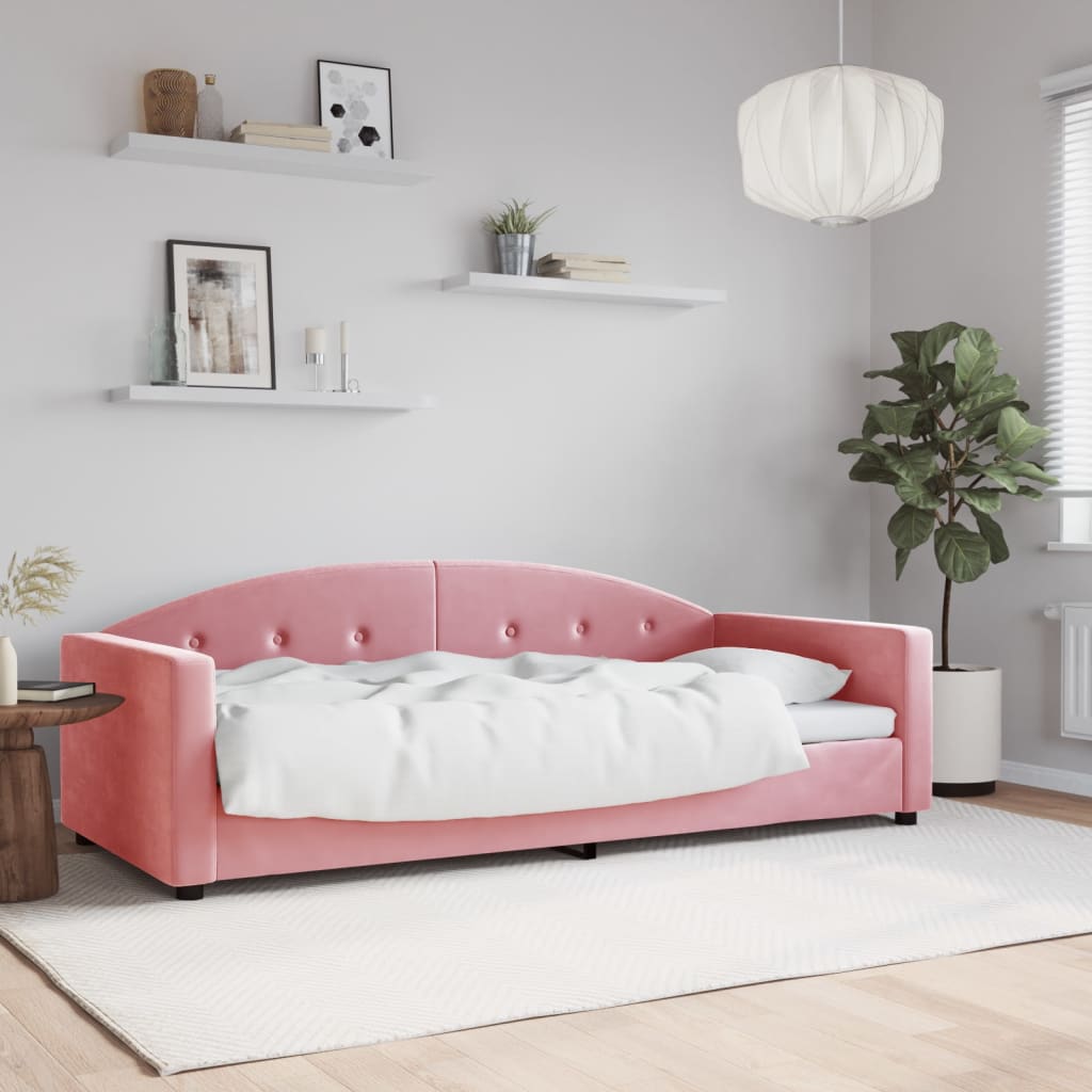Lit de repos sans matelas rose 90x200 cm velours - XIOS