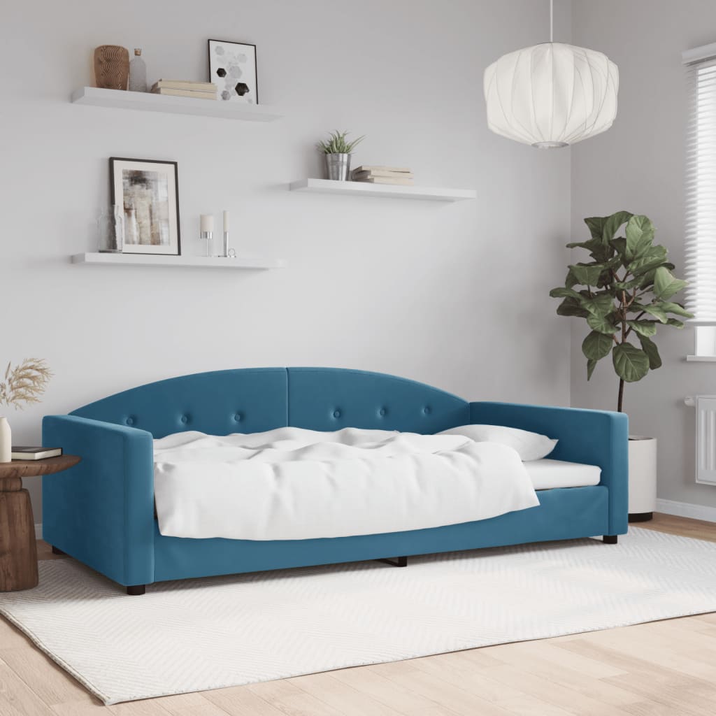 Lit de repos sans matelas bleu 100x200 cm velours - XIOS