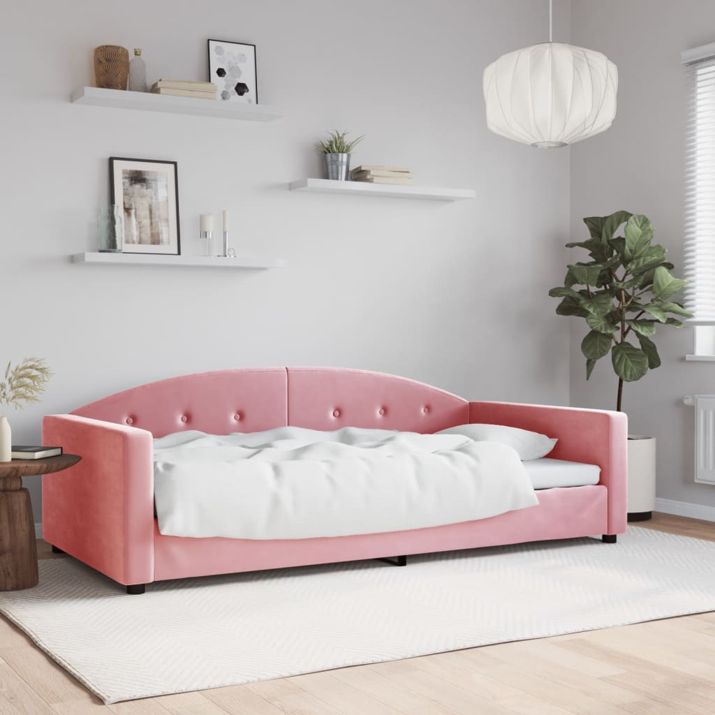 Lit de repos rose 100x200 cm velours - XIOS