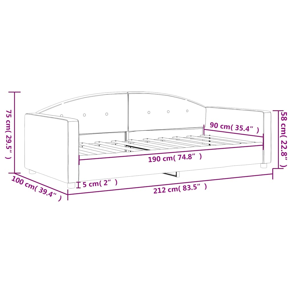 Lit de repos gris foncé 90x190 cm velours - XIOS