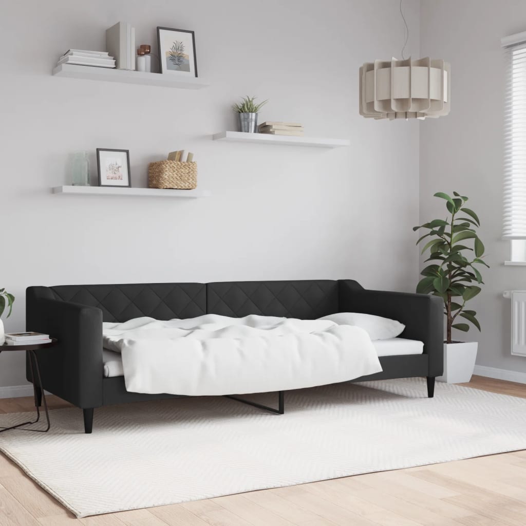 Lit de repos sans matelas noir 90x200 cm tissu - XIOS