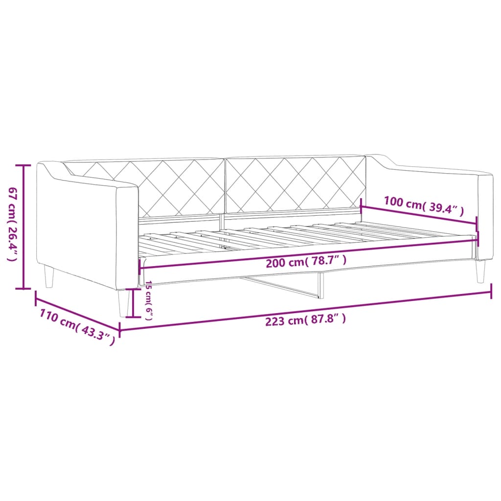Lit de repos gris clair 100x200 cm tissu - XIOS