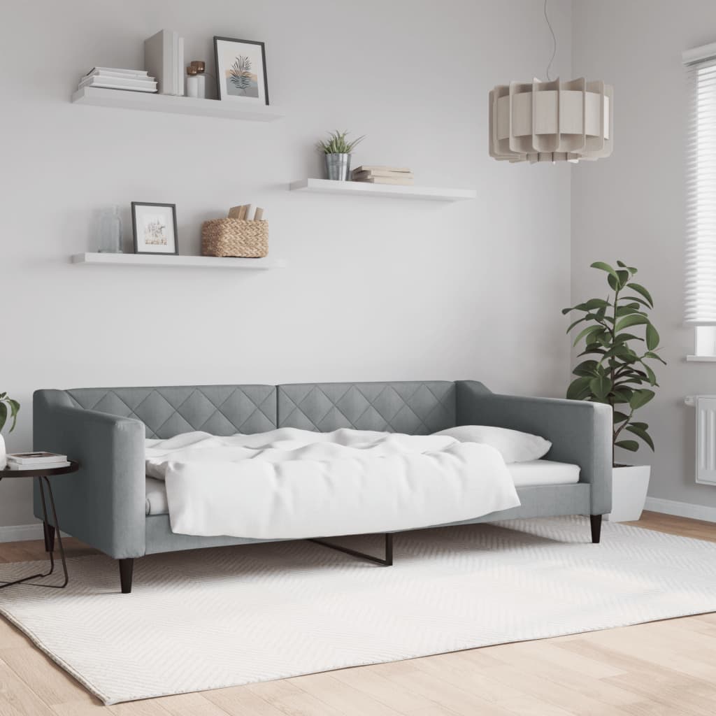 Lit de repos gris clair 100x200 cm tissu - XIOS
