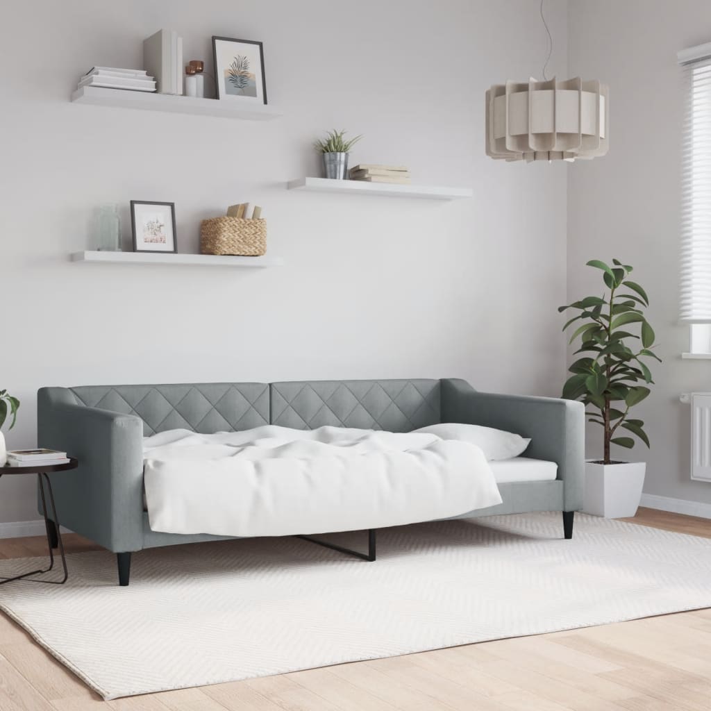 Lit de repos sans matelas gris clair 90x190 cm tissu - XIOS