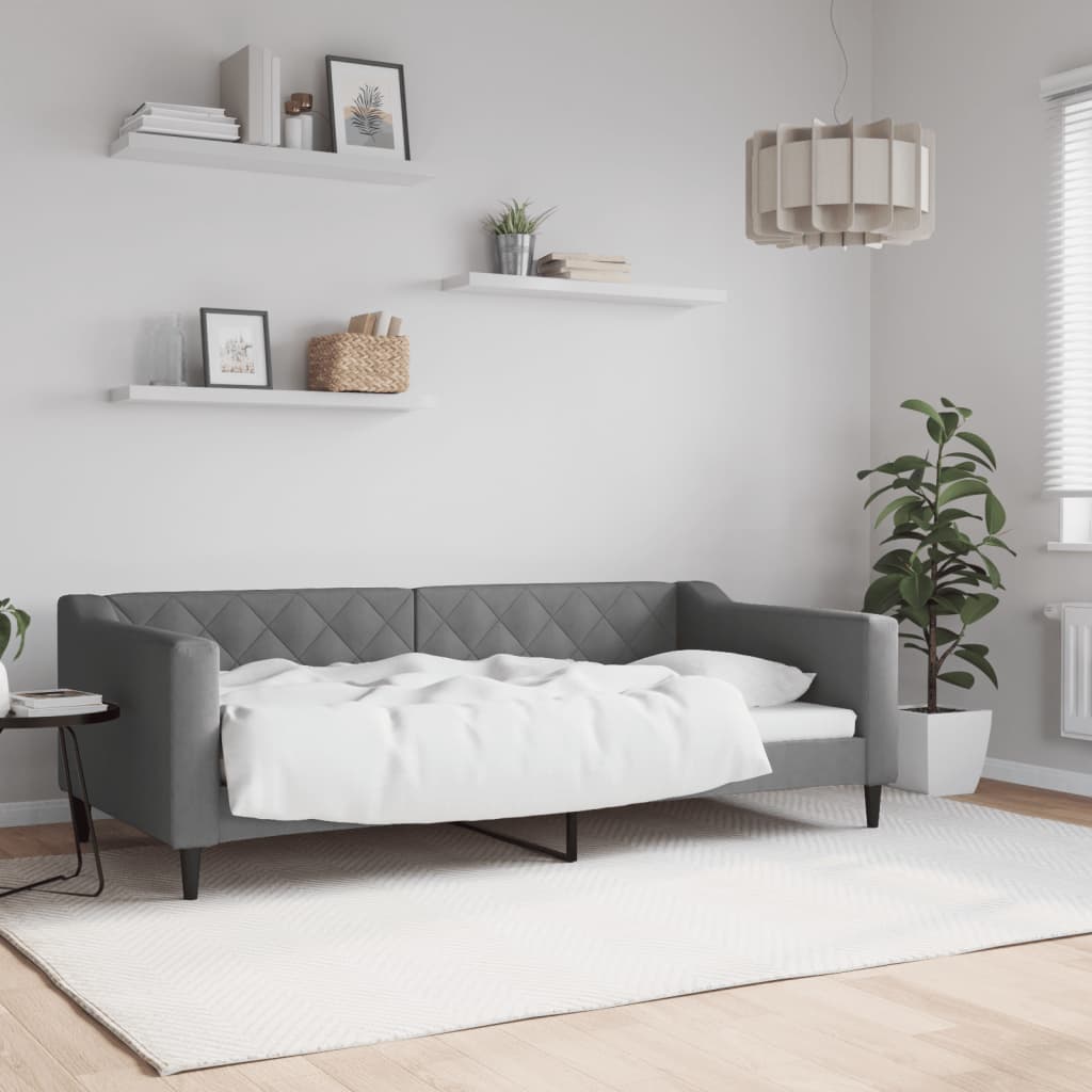 Lit de repos sans matelas gris foncé 90x190 cm tissu - XIOS