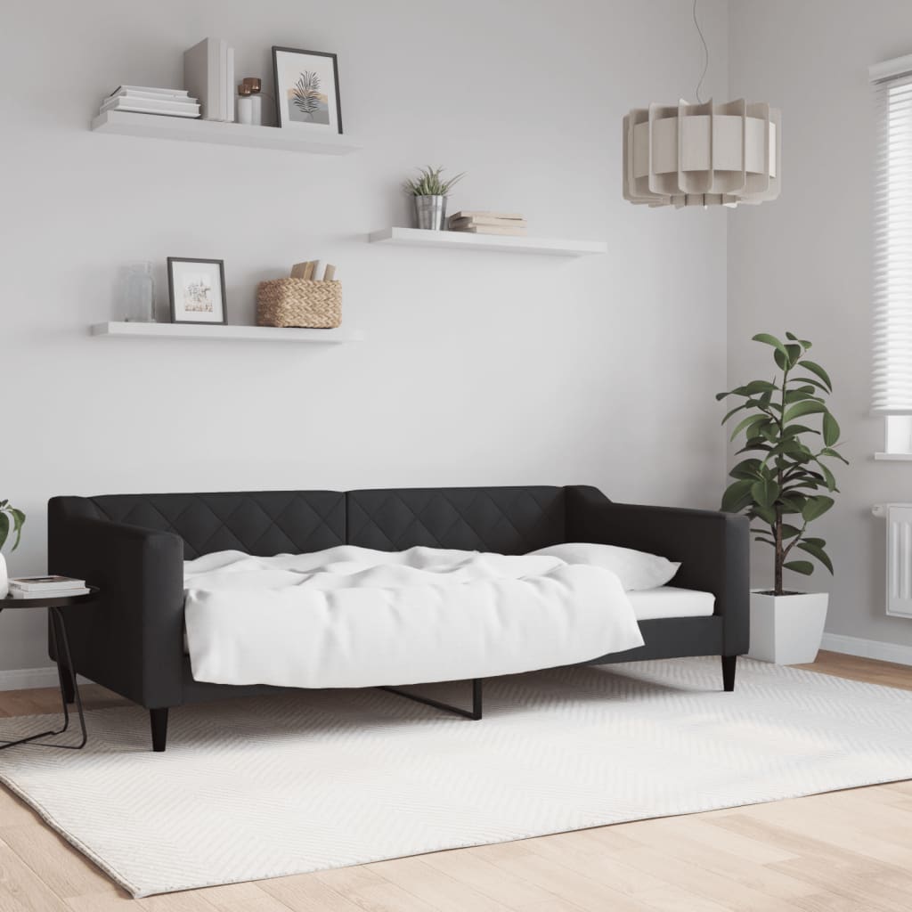 Lit de repos sans matelas noir 90x190 cm tissu - XIOS