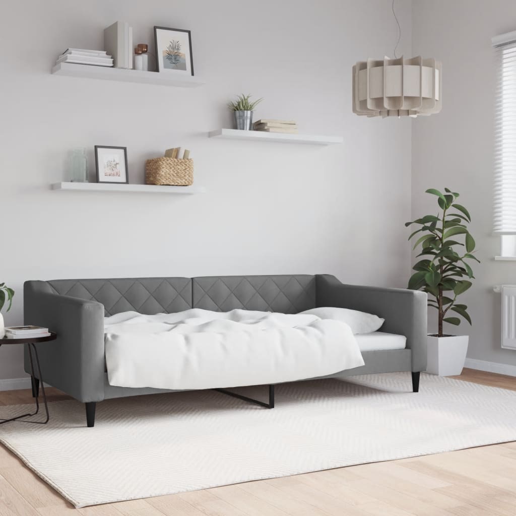 Lit de jour gris foncé 100x190 cm tissu - XIOS
