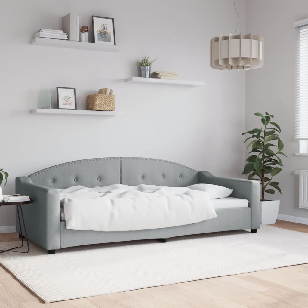 Lit de repos sans matelas gris clair 90x200 cm tissu - XIOS