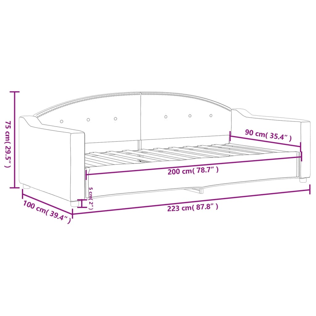Lit de repos sans matelas crème 90x200 cm tissu - XIOS