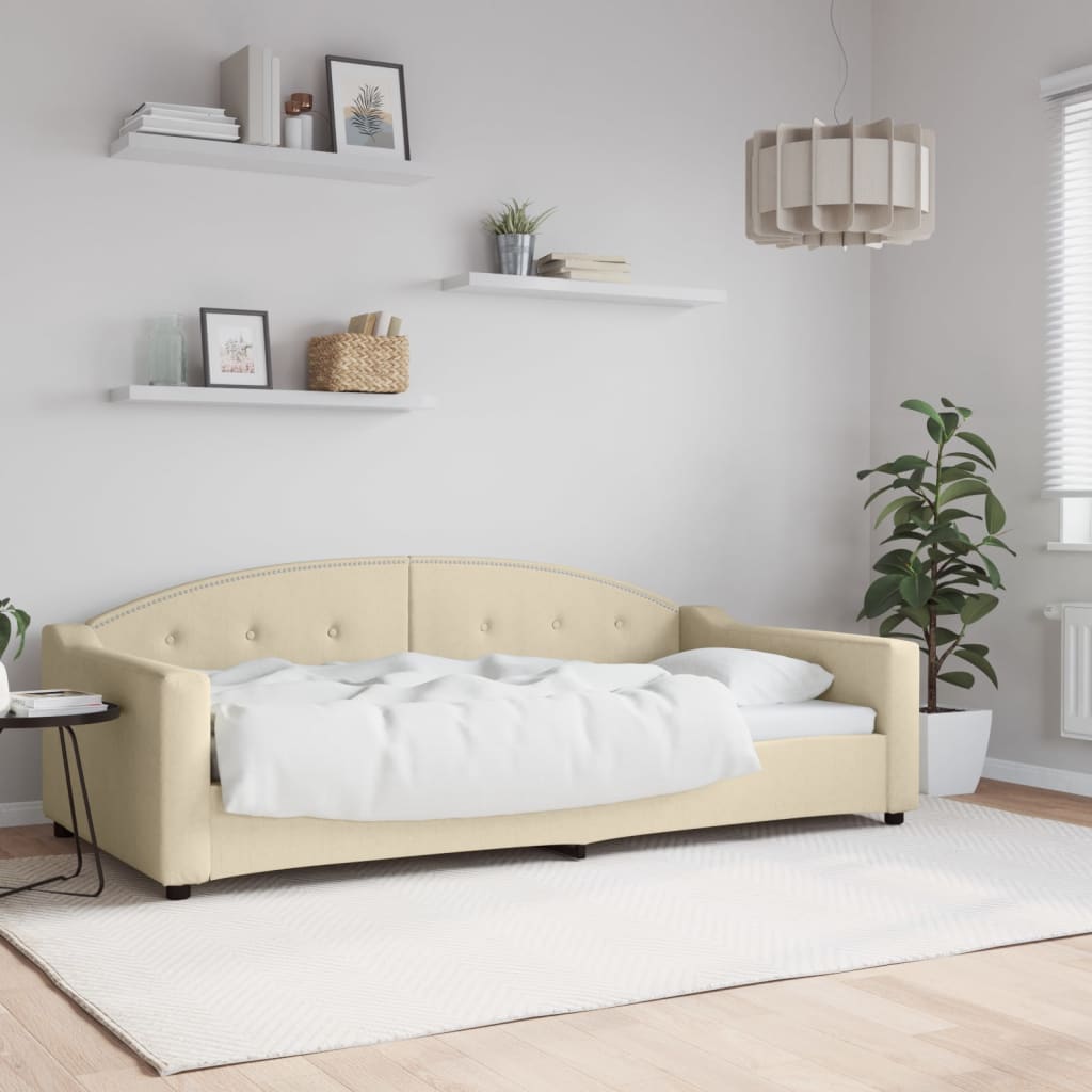 Lit de repos crème 100x200 cm tissu - XIOS