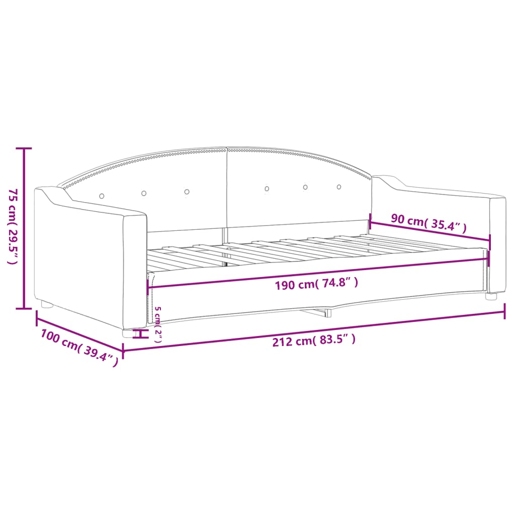 Lit de repos sans matelas gris clair 90x190 cm tissu - XIOS