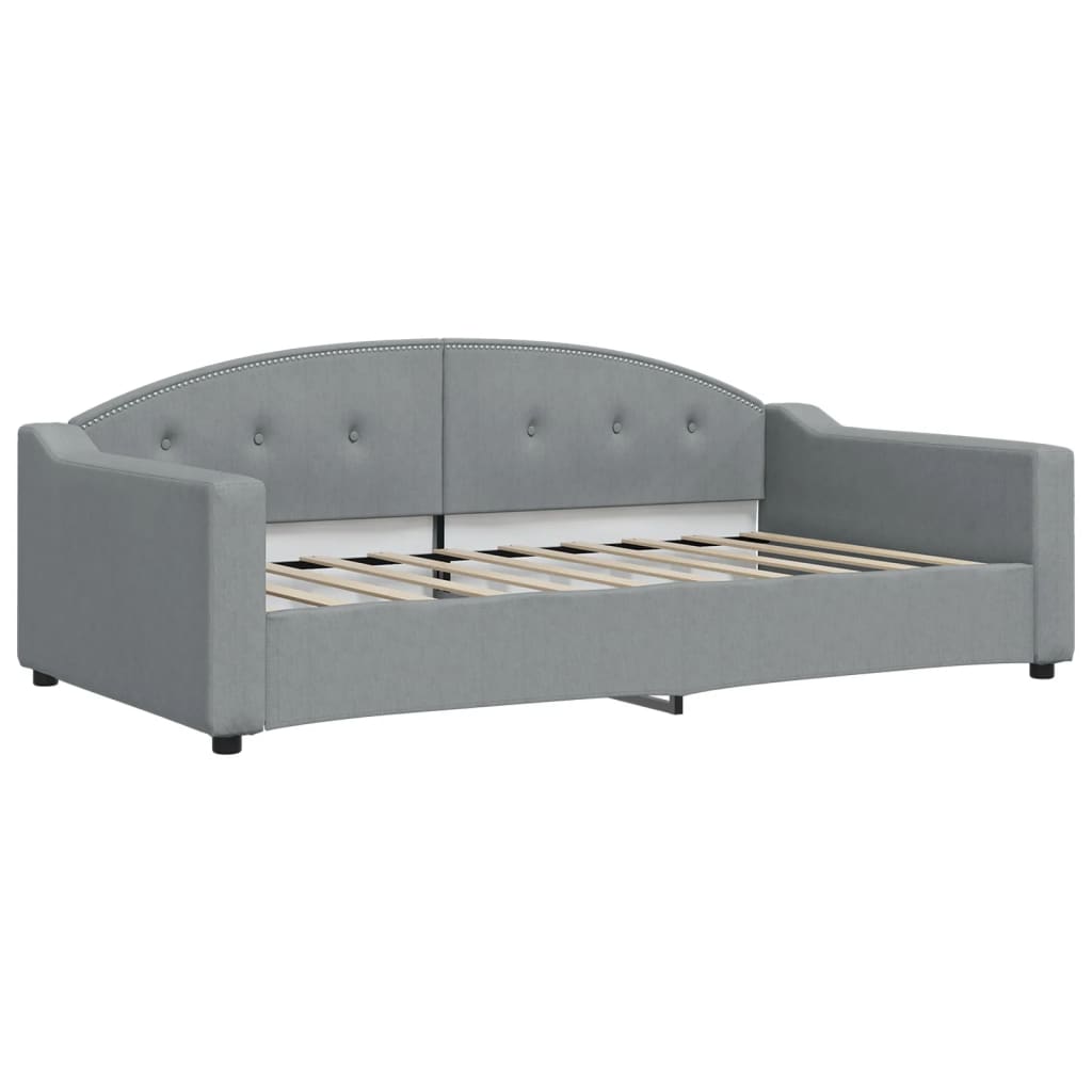 Lit de jour gris clair 100x190 cm tissu - XIOS