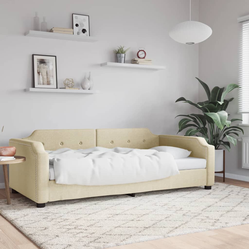 Lit de repos sans matelas crème 80x200 cm tissu - XIOS