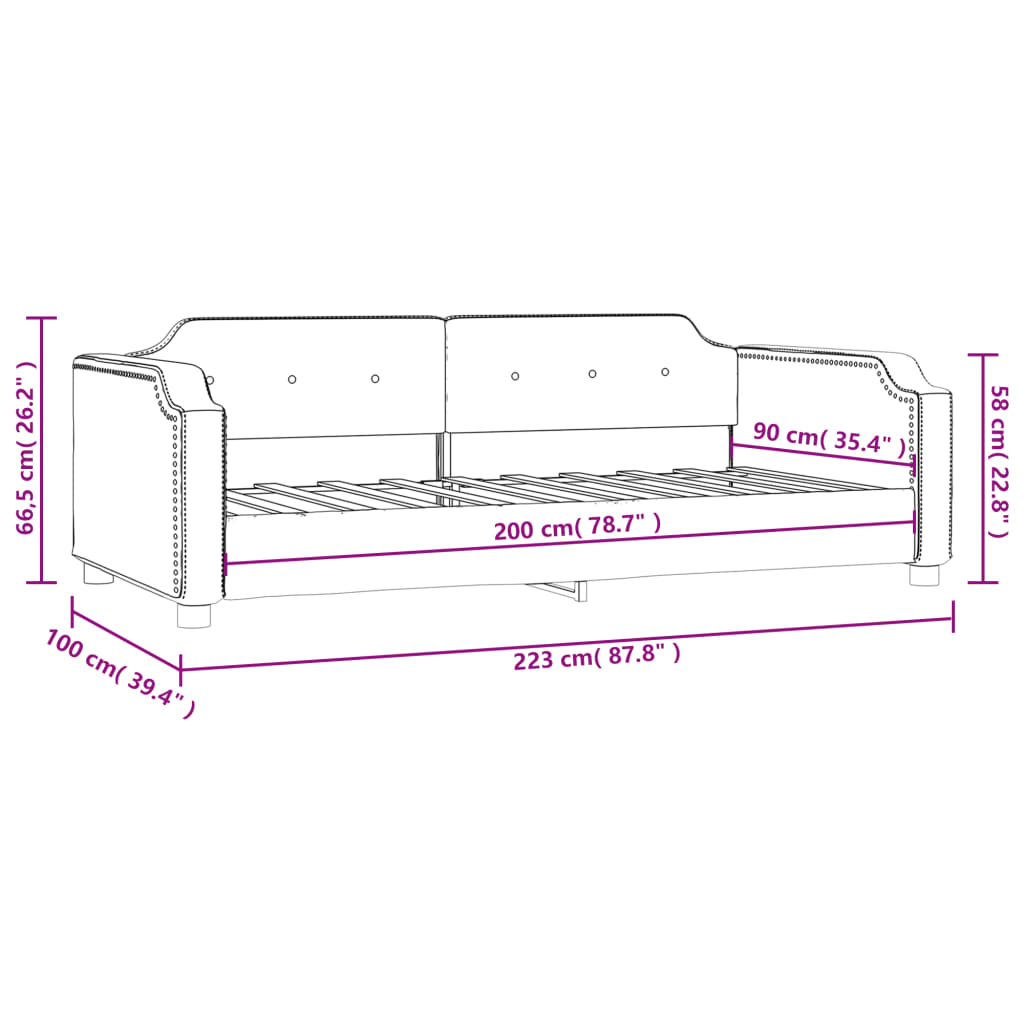 Lit de repos sans matelas crème 90x200 cm tissu - XIOS