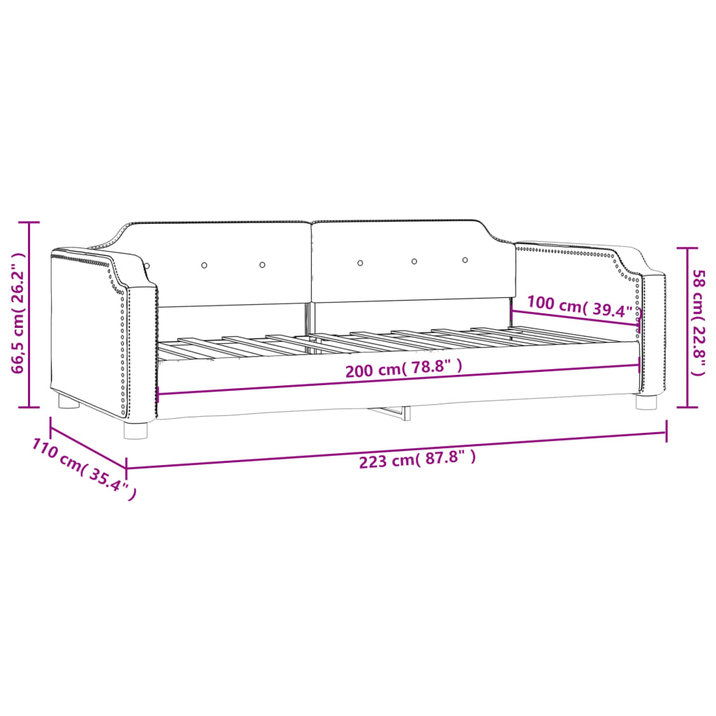 Lit de repos taupe 100x200 cm tissu - XIOS