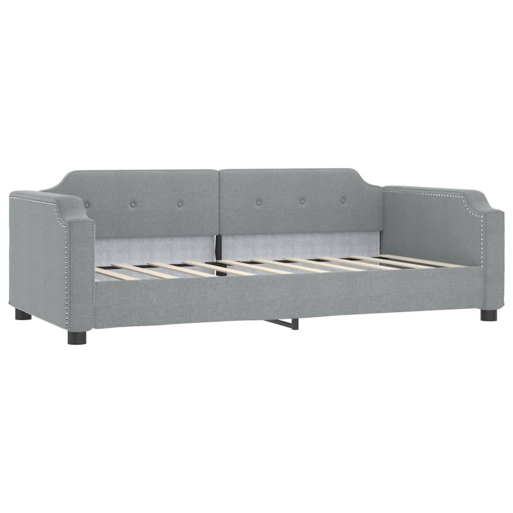 Lit de jour gris clair 100x190 cm tissu - XIOS