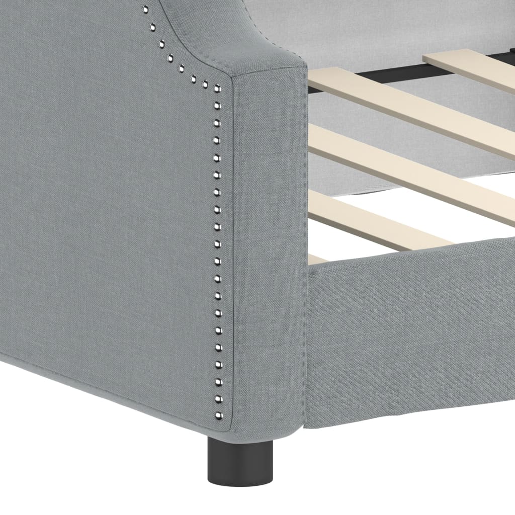 Lit de jour gris clair 100x190 cm tissu - XIOS