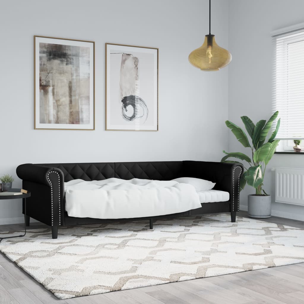 Lit de jour sans matelas noir 80x200 cm similicuir - XIOS