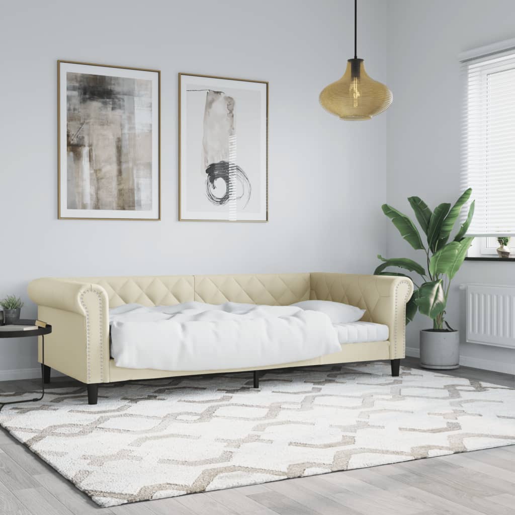 Lit de jour sans matelas crème 80x200 cm similicuir - XIOS
