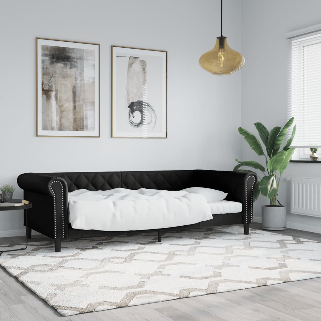 Lit de jour sans matelas noir 90x200 cm similicuir - XIOS