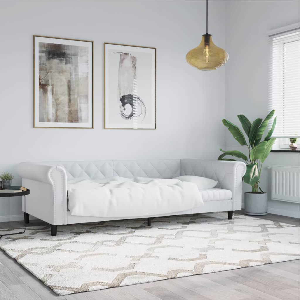 Lit de jour sans matelas blanc 90x200 cm similicuir - XIOS